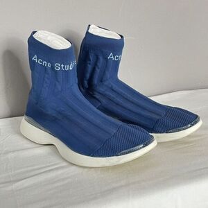 Acne Studios Blue Sock Tristan Sneakers Size 42 (US 9) High Top Trainers Runners